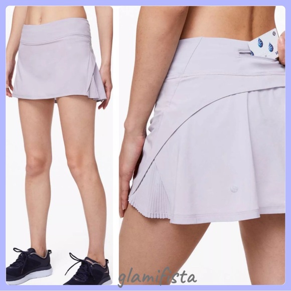 lululemon athletica Dresses & Skirts - LULULEMON PLAY OFF the PLEATS SKIRT MID RISE WHITE + Lavender sz.8